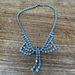 Vintage Rhinestone Bow Necklace