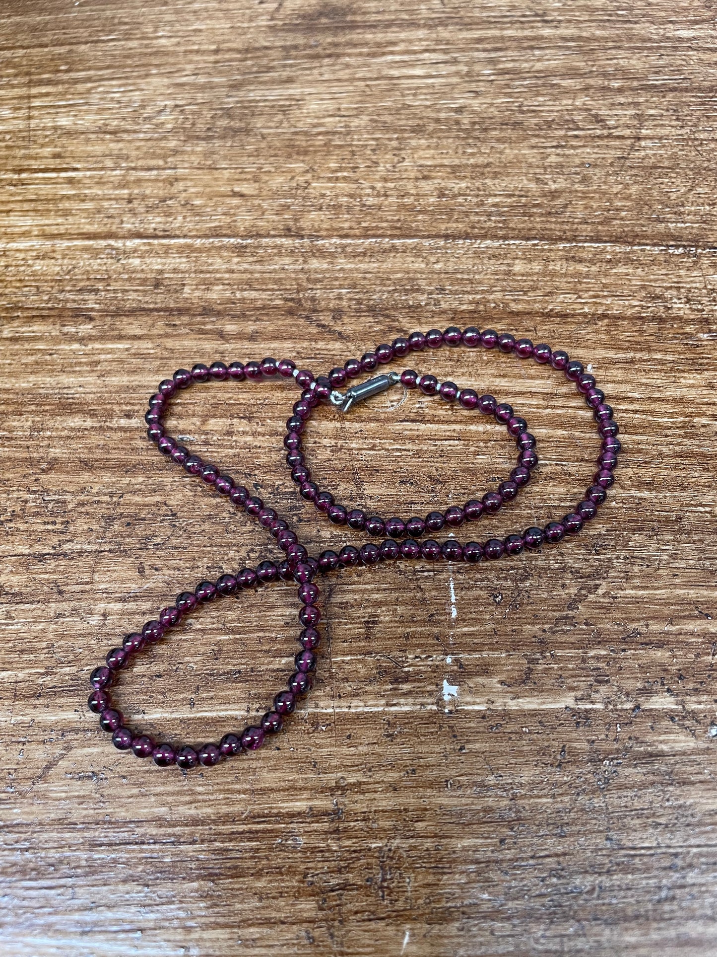 Antique Silver & Garnet Bead Necklace