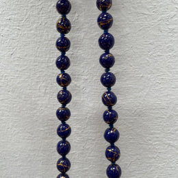 Antique Murano Blue & Gold Bead Necklace