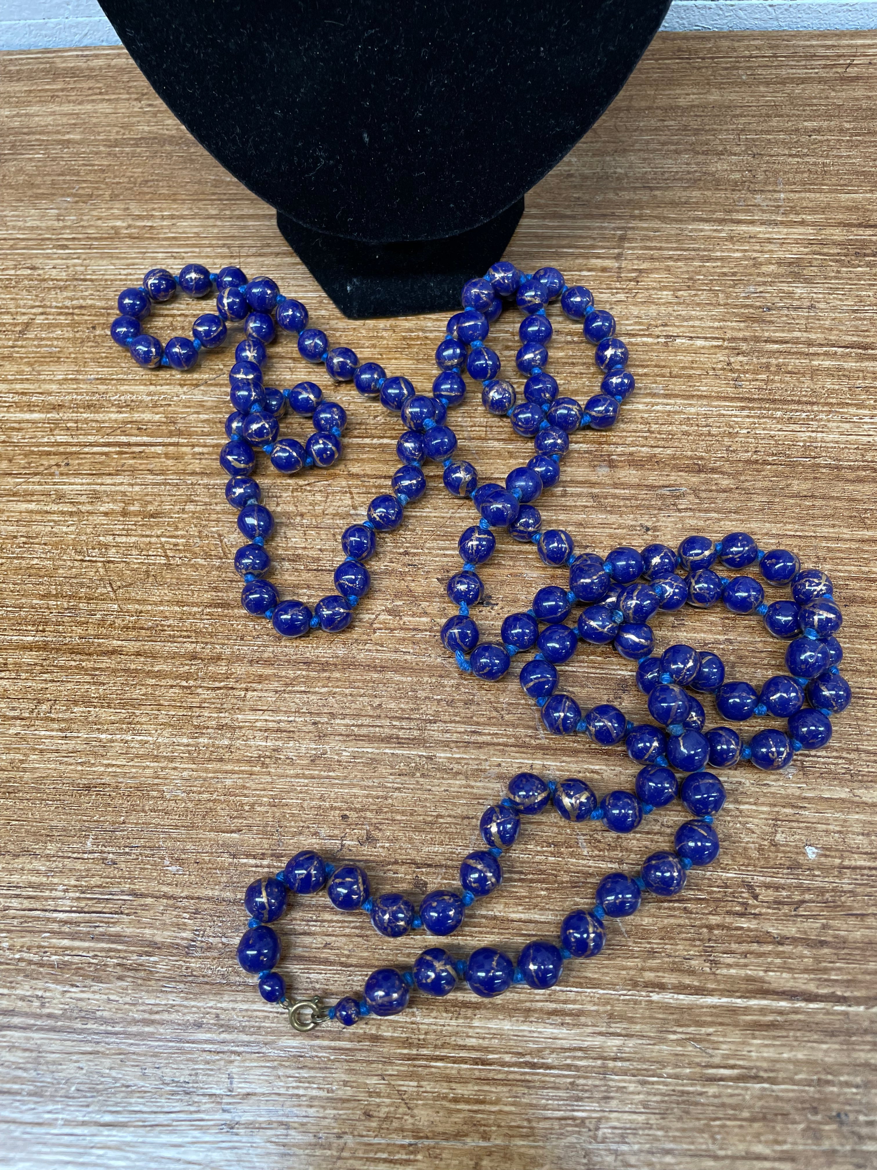 Antique Murano Blue & Gold Bead Necklace | Antique & Vintage | Moonee Ponds Antiques | Australia Wide Delivery
