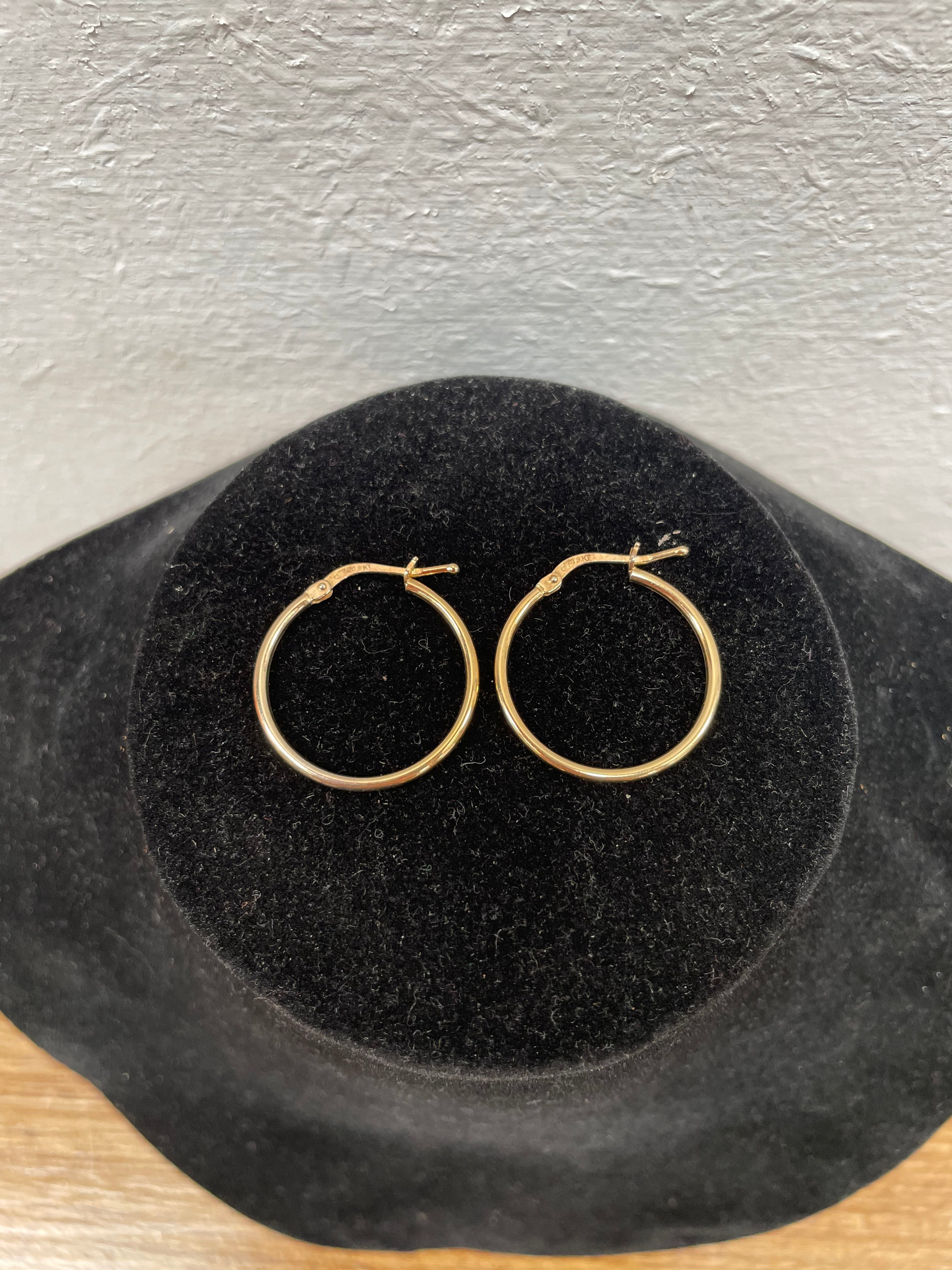 Pair Of Vintage 9 Carat Over Silver Hoop Earrings