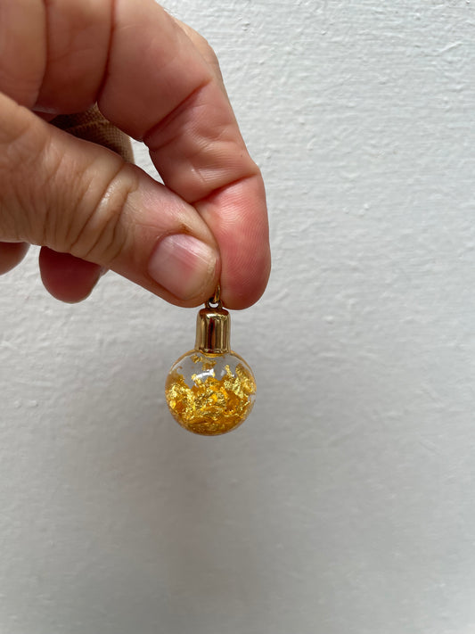 Vintage Pendant Glass Bottle With 24k Gold Flakes