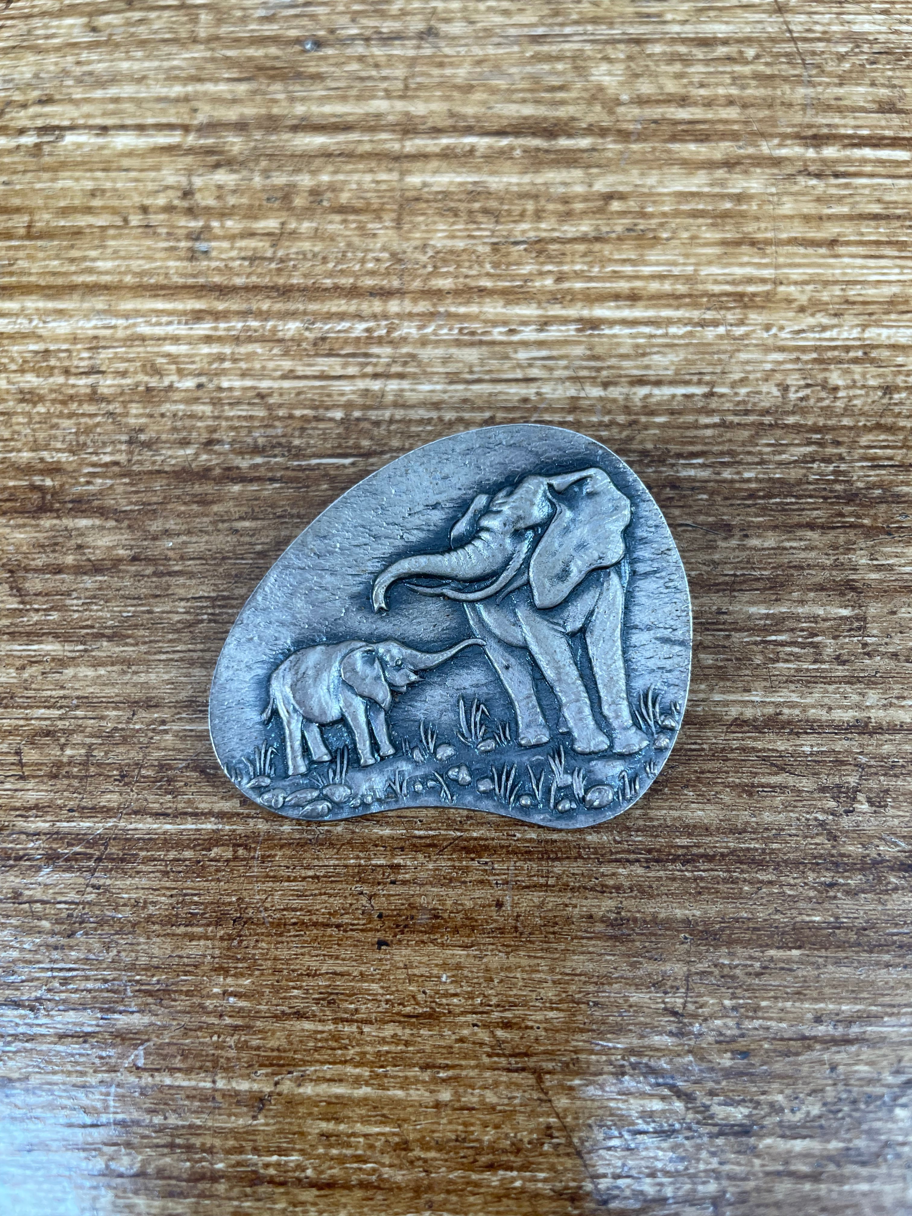 Vintage South African Elephant Brooch Signed "Velia Silver Plated" | Antique & Vintage | Moonee Ponds Antiques | Australia Wide Delivery