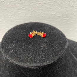 Pair 14K Red Stone Stud Earrings