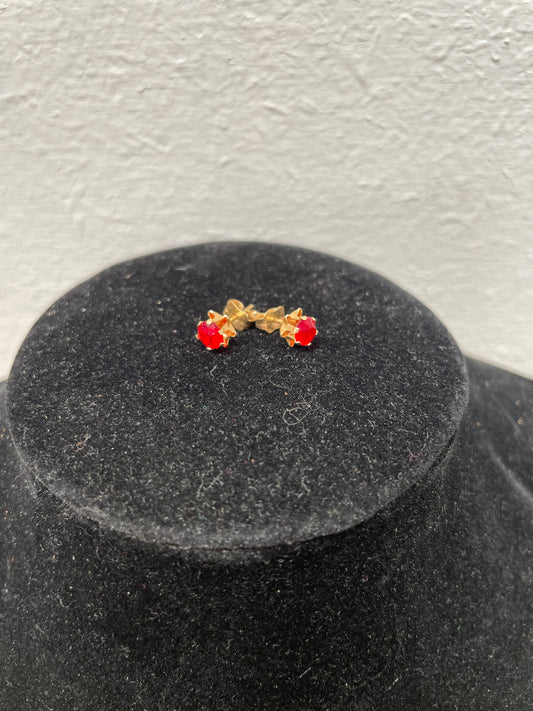 Pair 14K Red Stone Stud Earrings