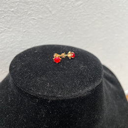 Pair 14K Red Stone Stud Earrings