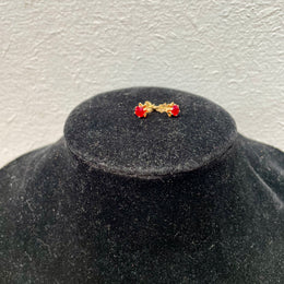 Pair 14K Red Stone Stud Earrings