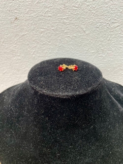 Pair 14K Red Stone Stud Earrings | Antique & Vintage | Moonee Ponds Antiques | Australia Wide Delivery