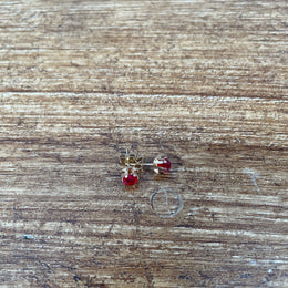 Pair 14K Red Stone Stud Earrings