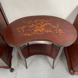 American Marquetry Inlaid Occasional Kidney Shape Table