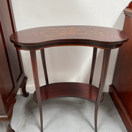 American Marquetry Inlaid Occasional Kidney Shape Table