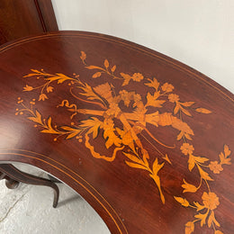 American Marquetry Inlaid Occasional Kidney Shape Table