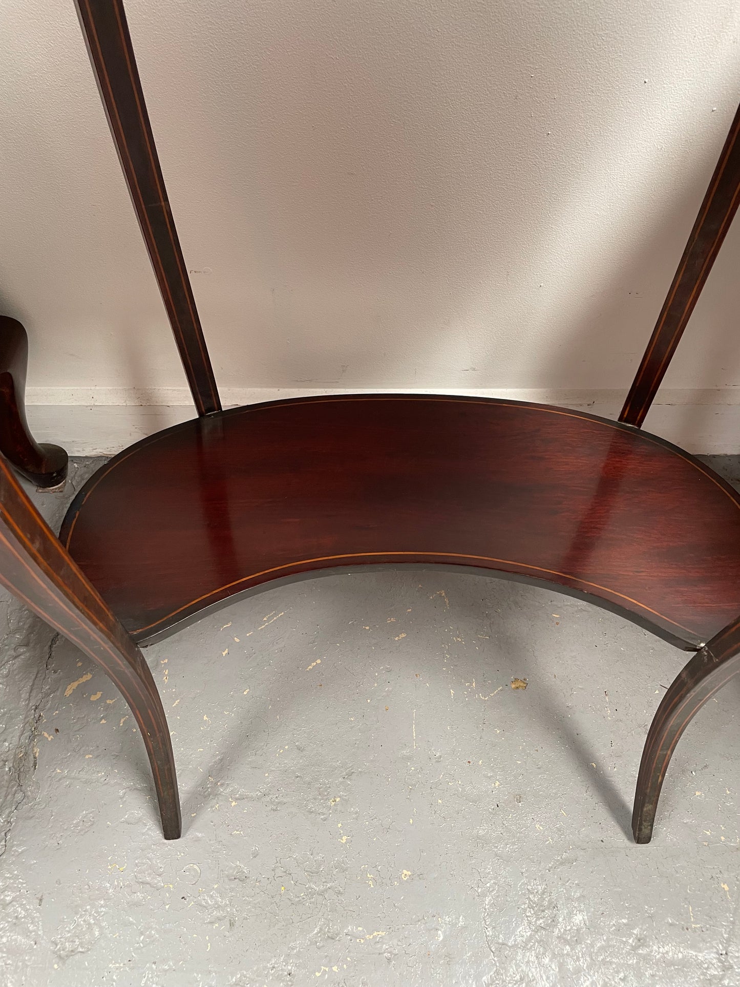 American Marquetry Inlaid Occasional Kidney Shape Table