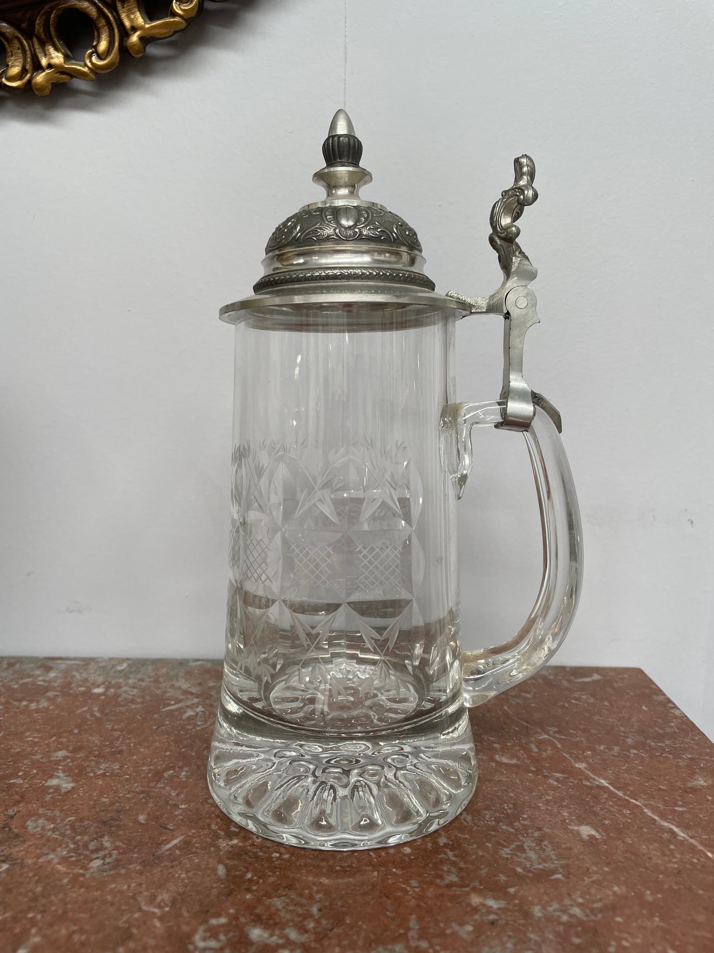 Vintage Crystal and Pewter Beer Mug/stein