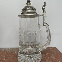 Vintage Crystal and Pewter Beer Mug/stein