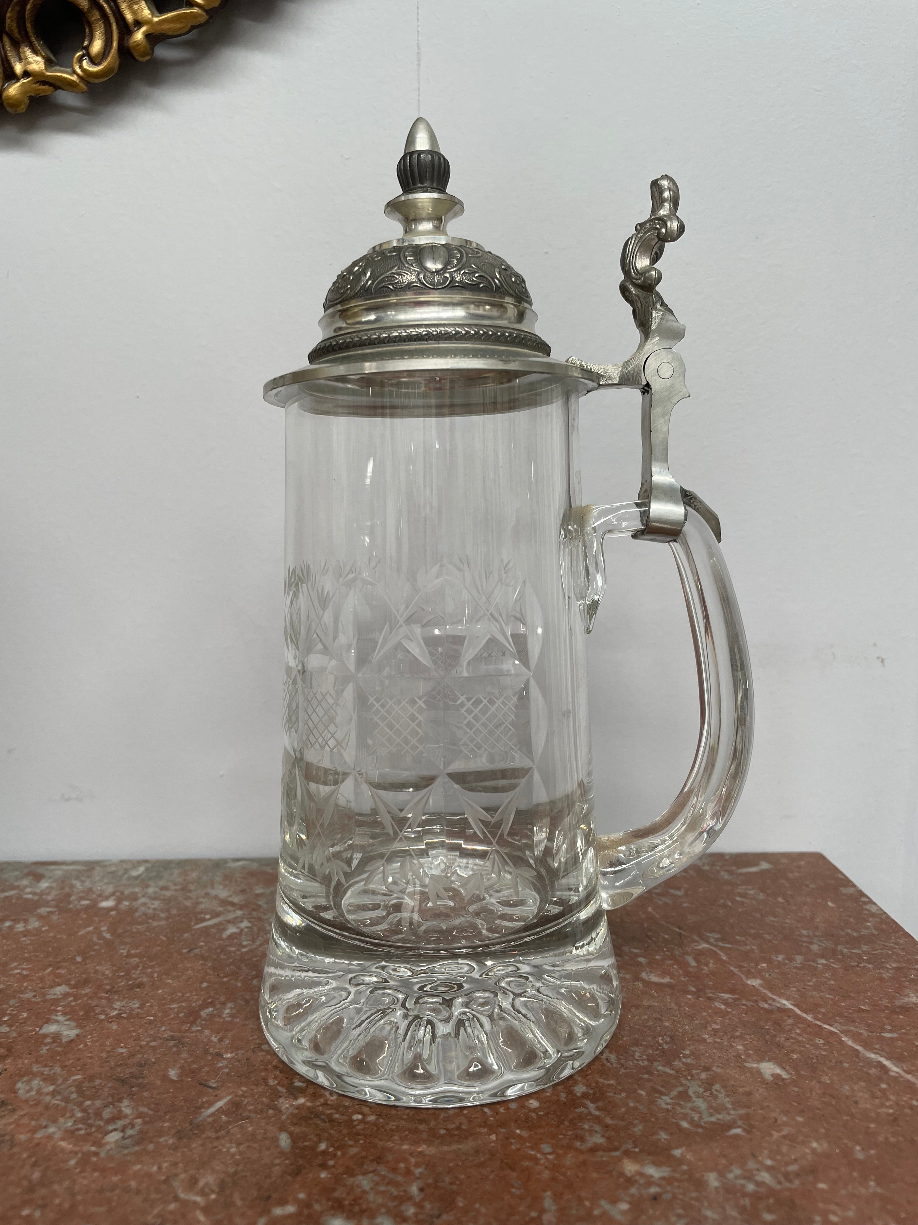 Vintage Crystal and Pewter Beer Mug/stein | Antique & Vintage | Moonee Ponds Antiques | Australia Wide Delivery