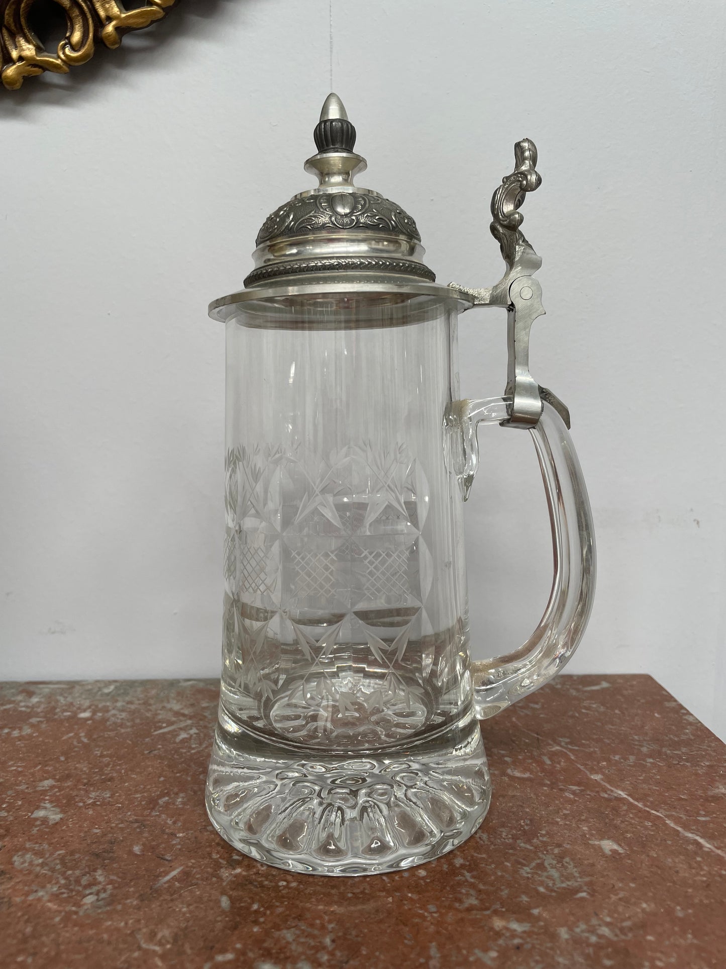 Vintage Crystal and Pewter Beer Mug/stein