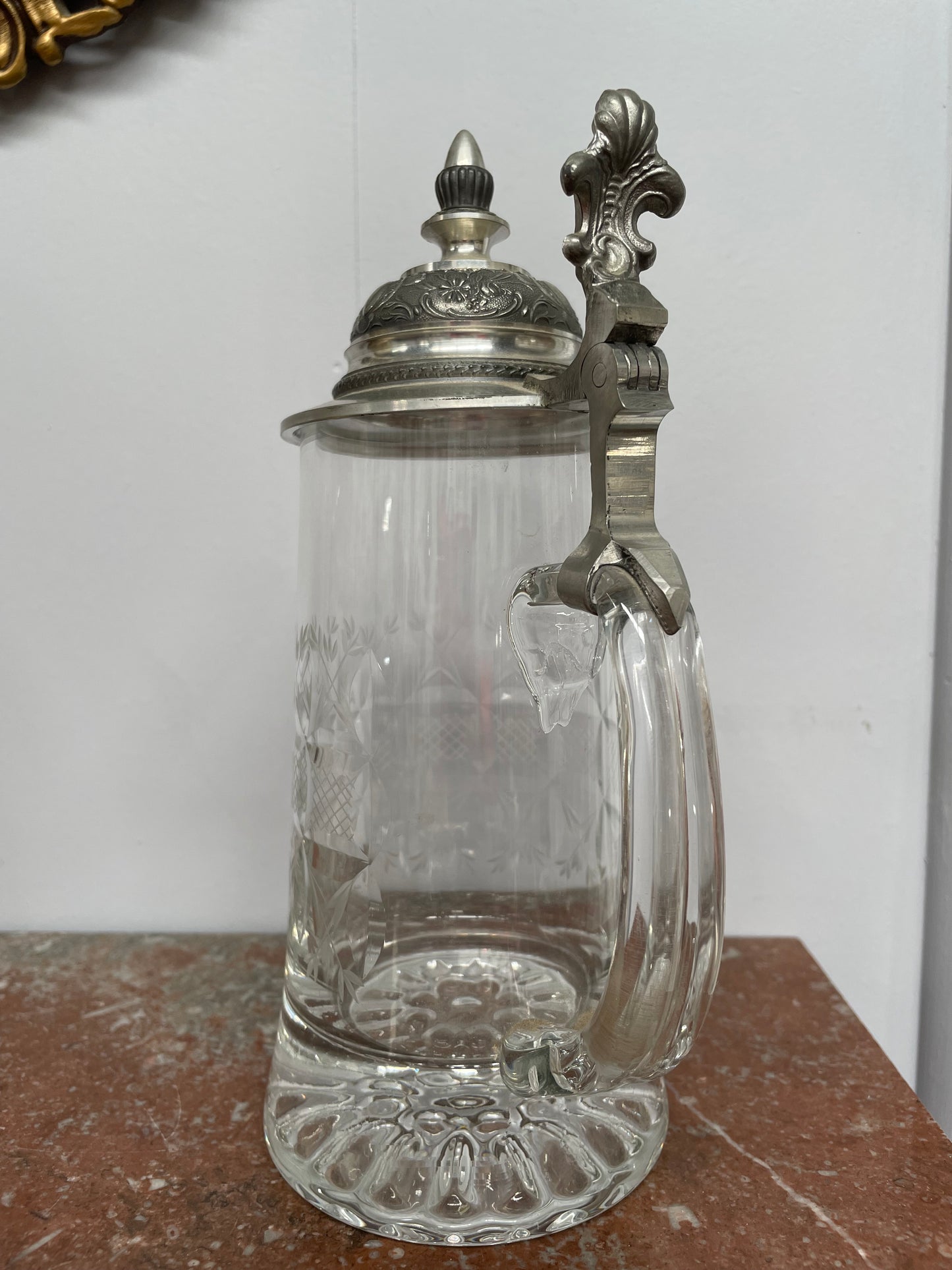 Vintage Crystal and Pewter Beer Mug/stein