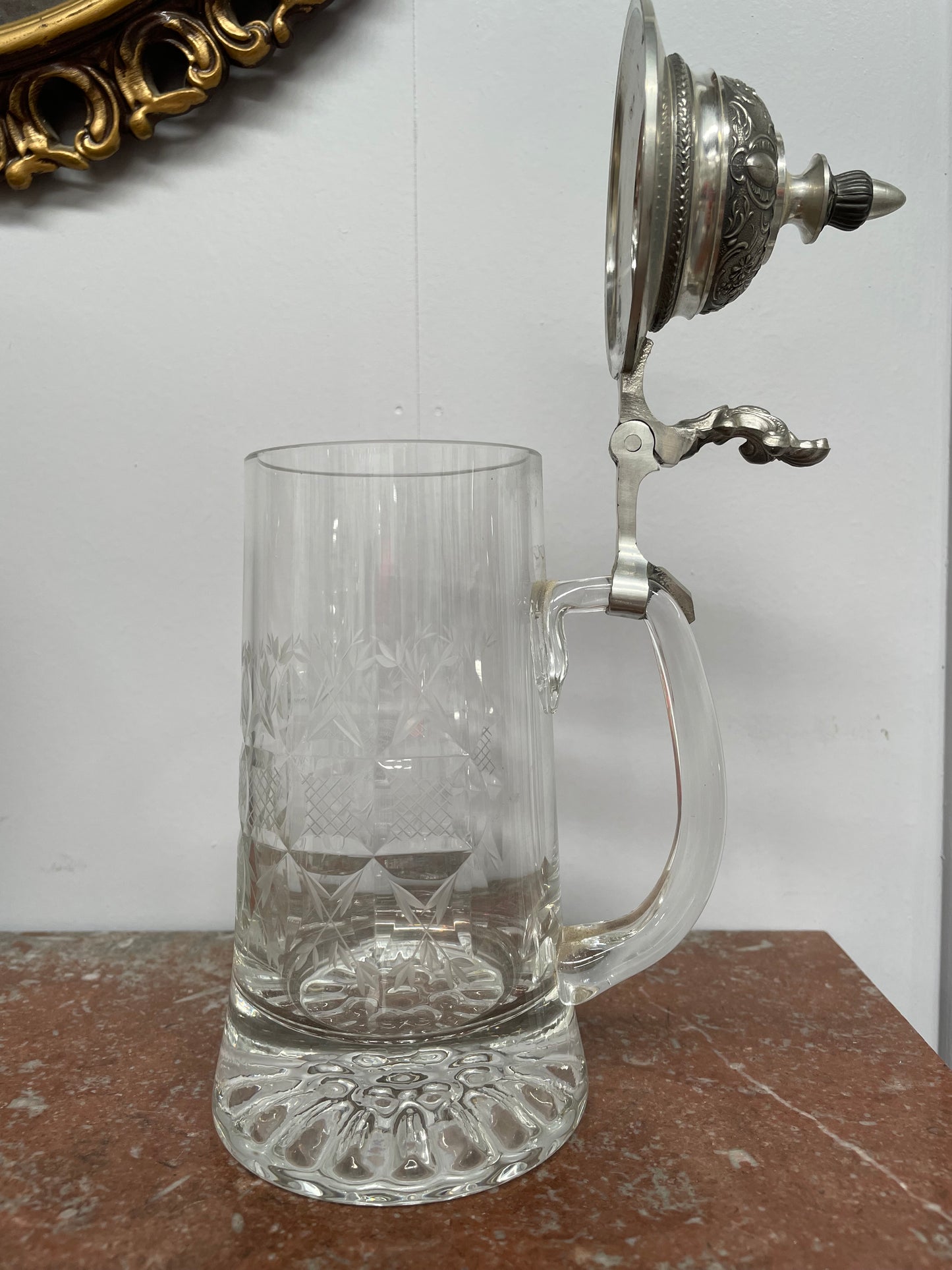 Vintage Crystal and Pewter Beer Mug/stein