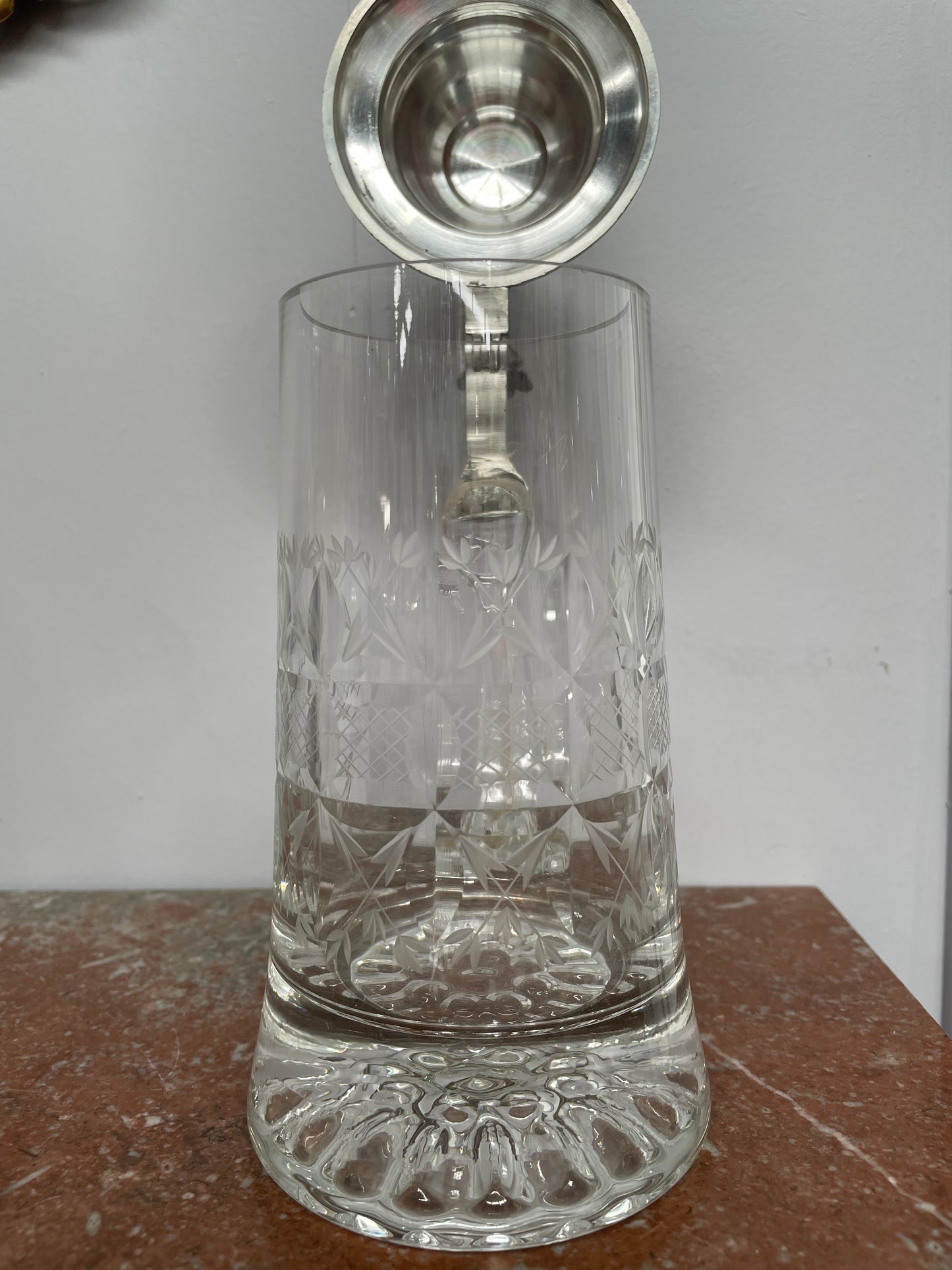 Vintage Crystal and Pewter Beer Mug/stein