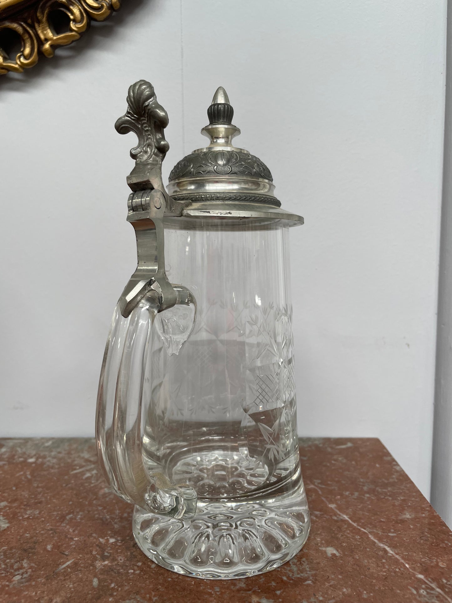 Vintage Crystal and Pewter Beer Mug/stein