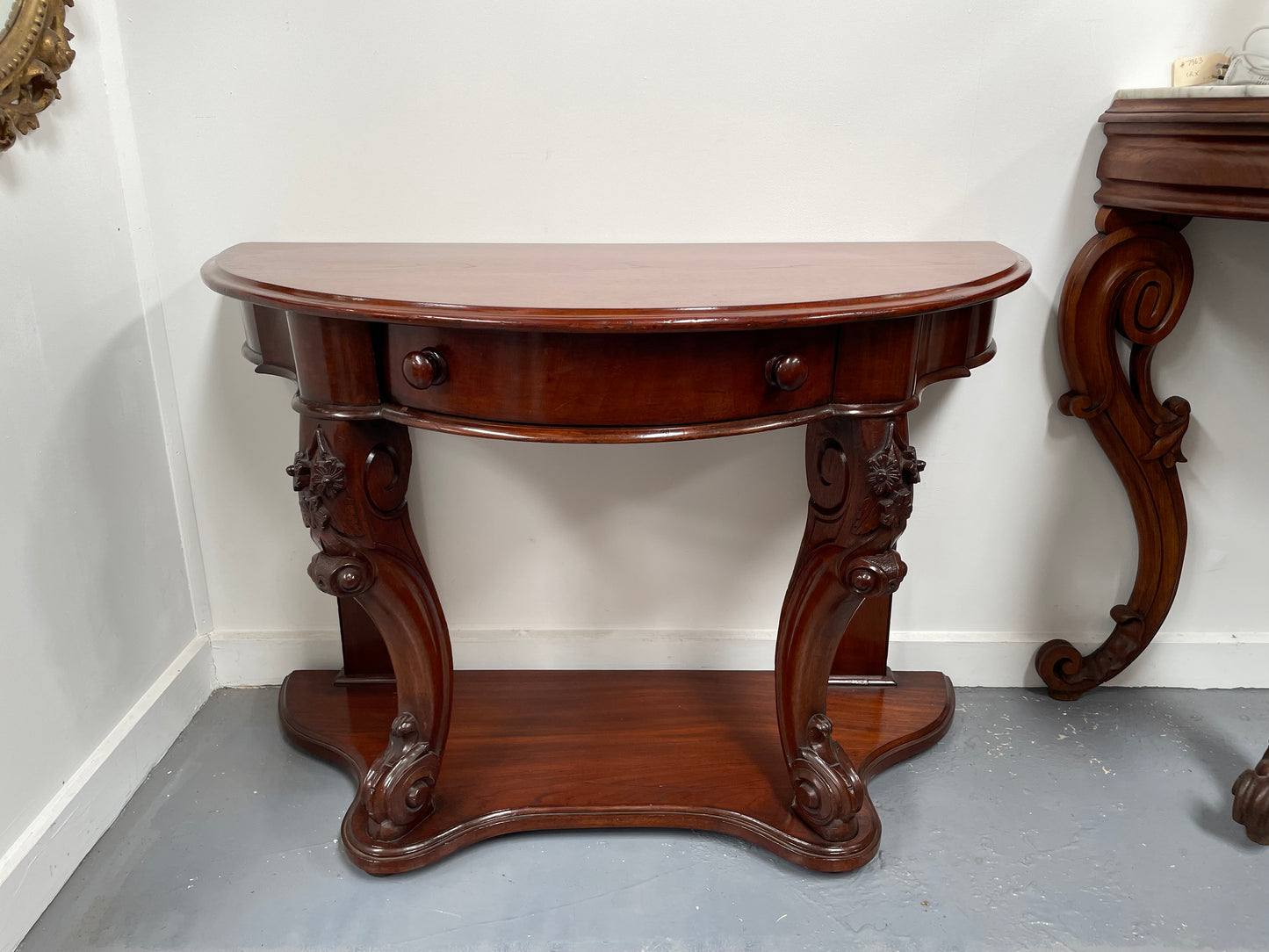 Very Attractive Half Round Mahogany Side Table