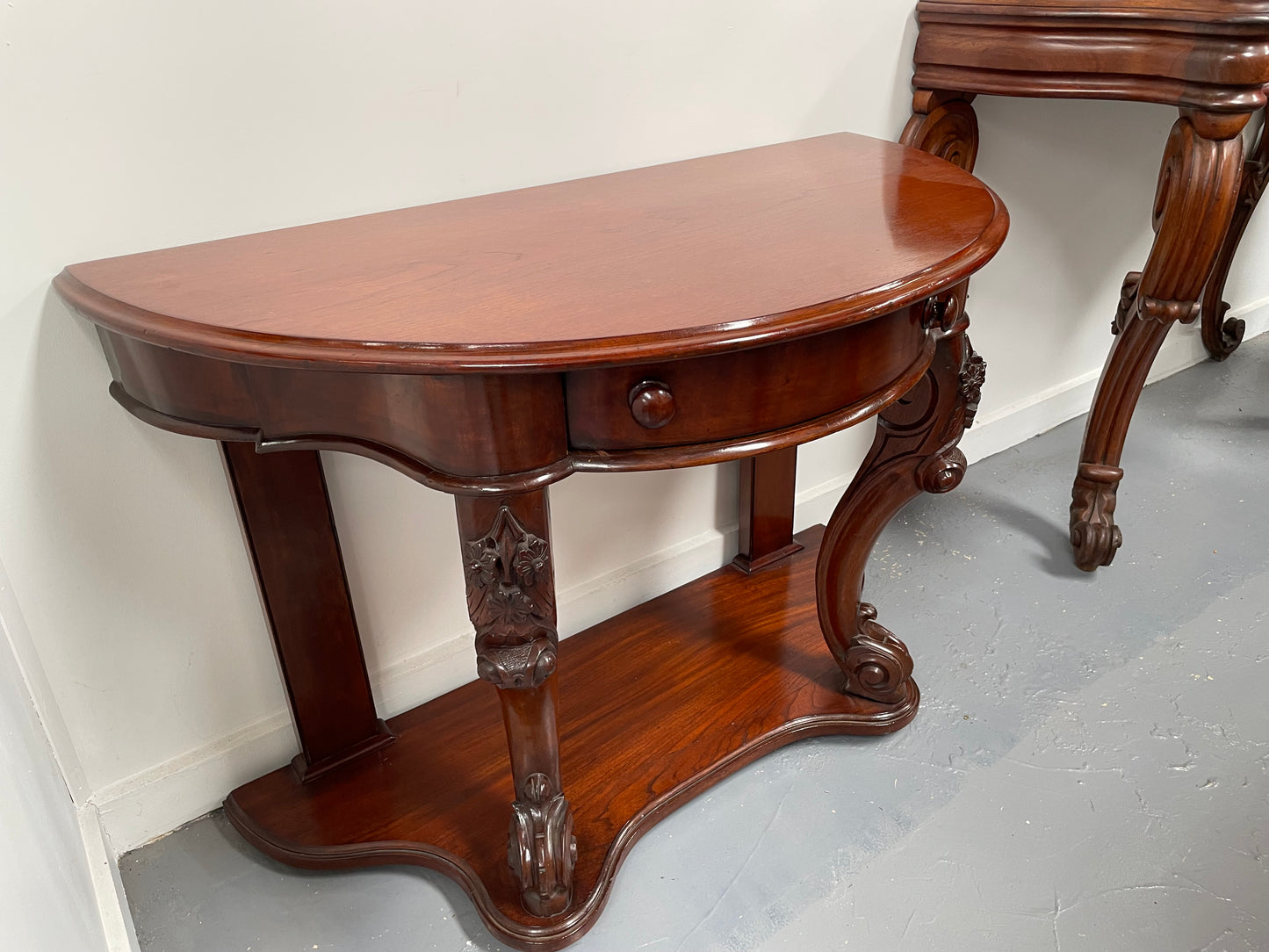 Very Attractive Half Round Mahogany Side Table