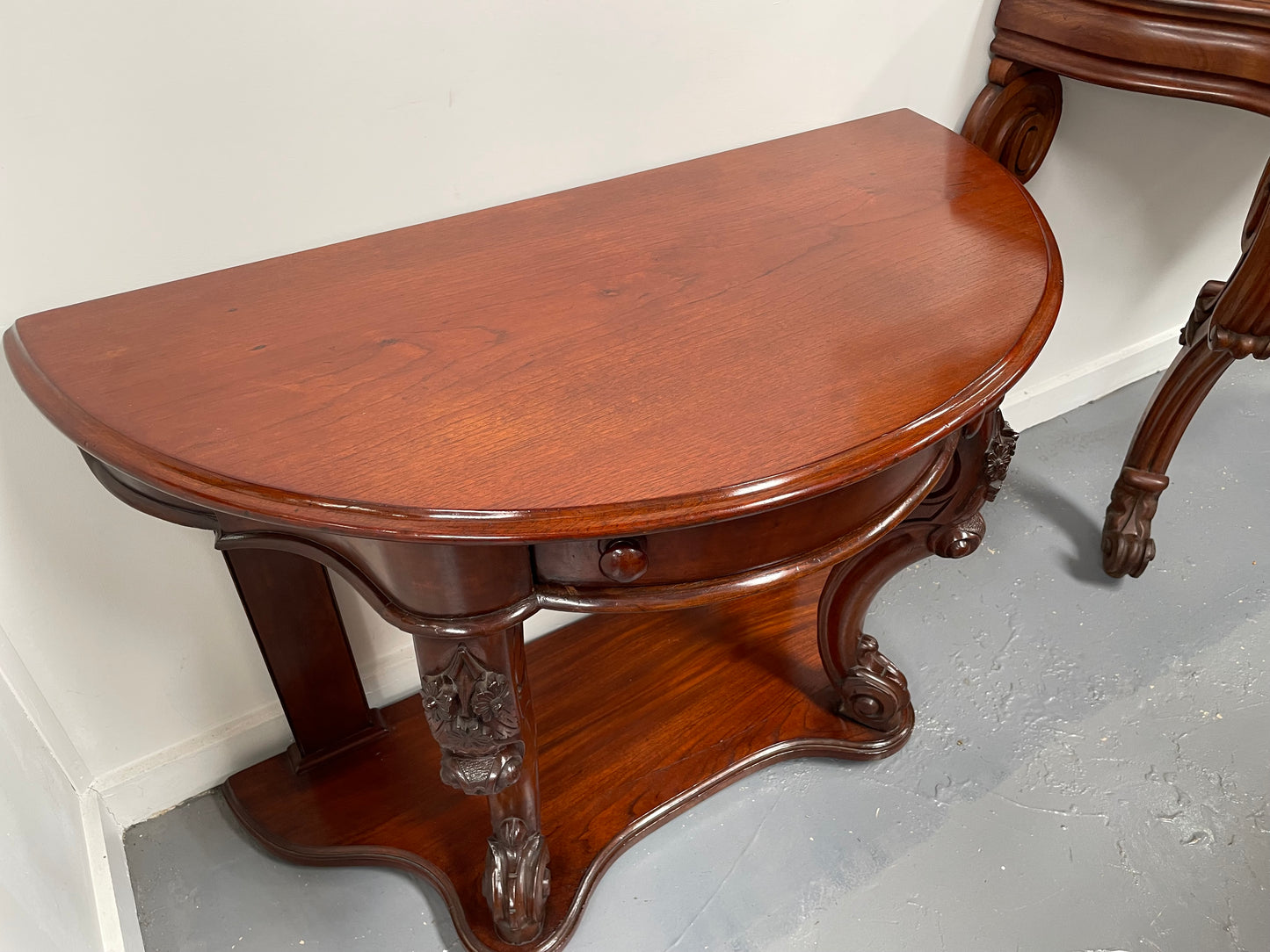 Very Attractive Half Round Mahogany Side Table