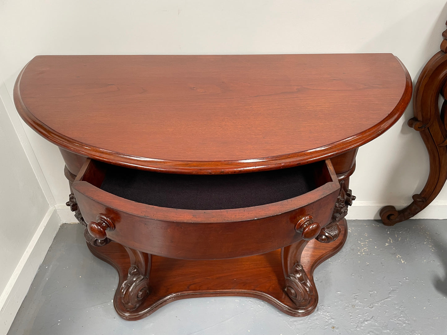 Very Attractive Half Round Mahogany Side Table