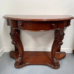 Very Attractive Half Round Mahogany Side Table