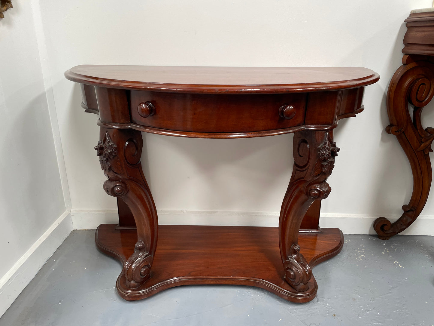 Very Attractive Half Round Mahogany Side Table