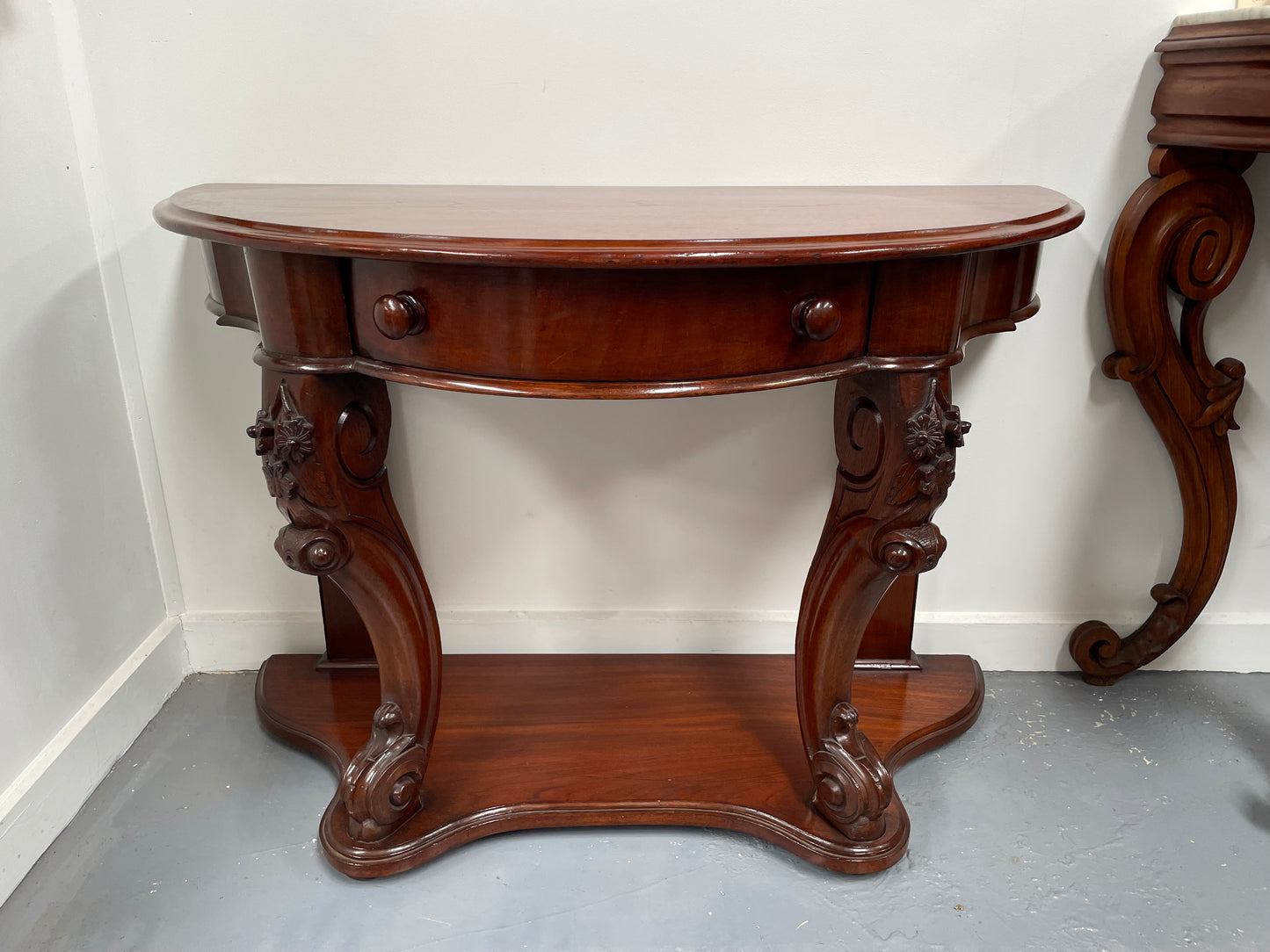 Very Attractive Half Round Mahogany Side Table