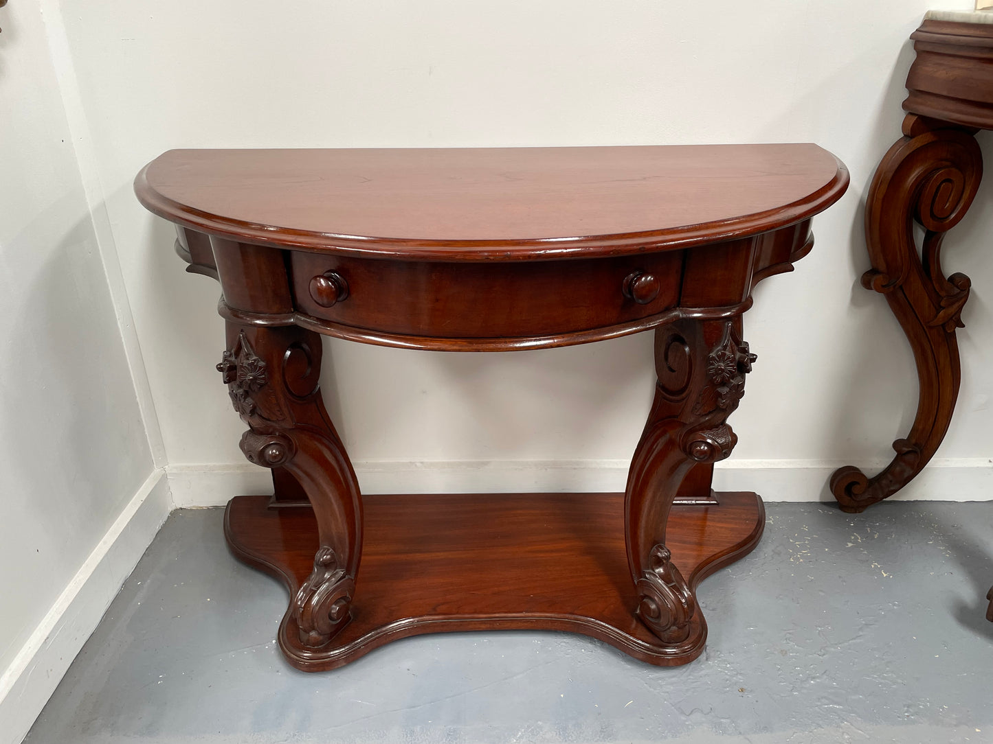 Very Attractive Half Round Mahogany Side Table