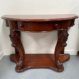 Very Attractive Half Round Mahogany Side Table