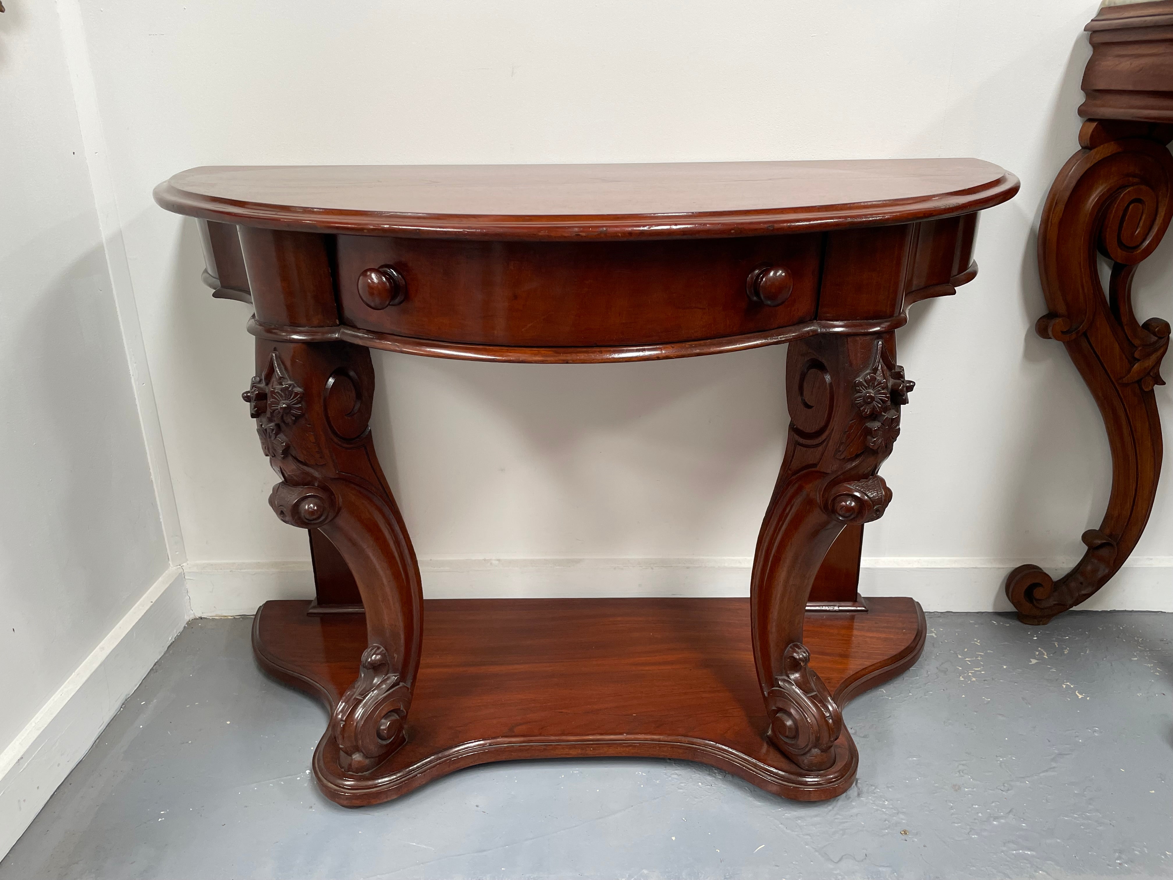 Very Attractive Half Round Mahogany Side Table | Antique & Vintage | Moonee Ponds Antiques | Australia Wide Delivery