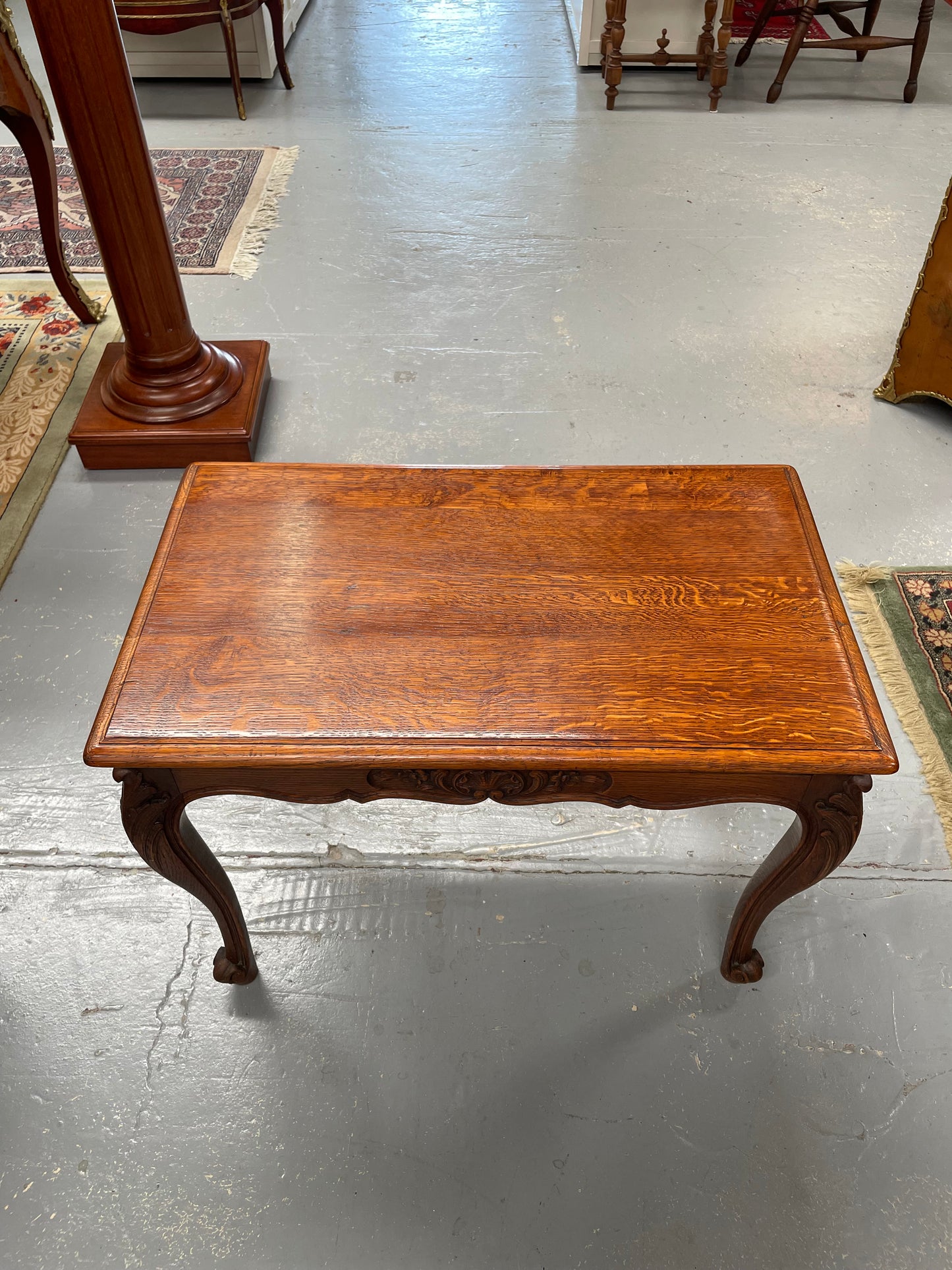 French Oak Occasional Table With Carved Cabriole Legs