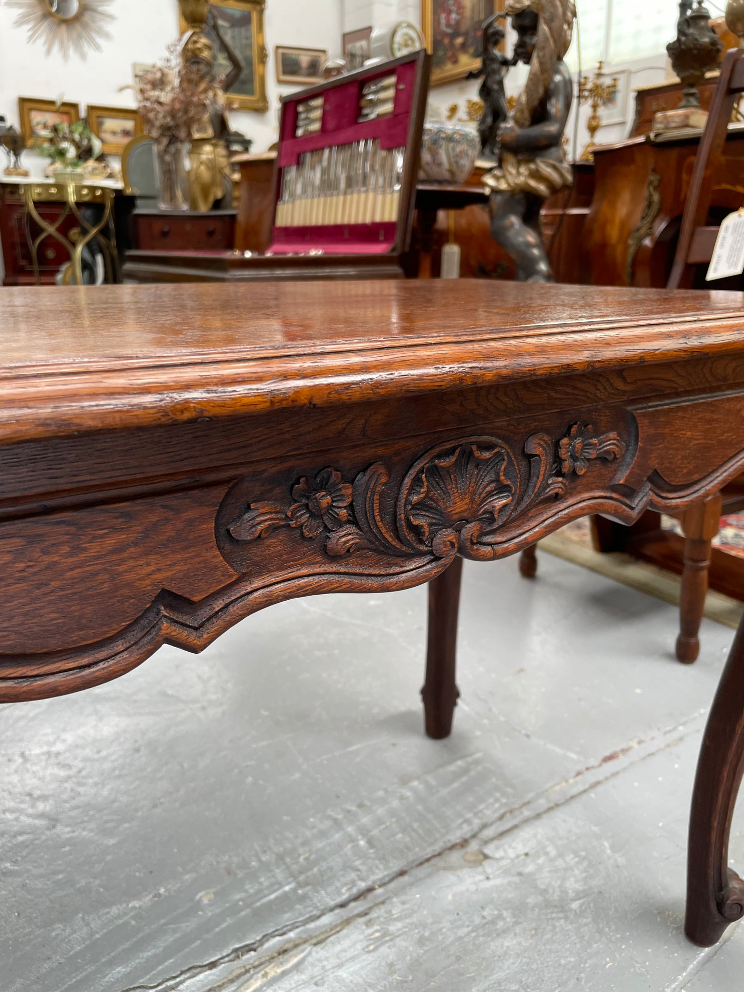 French Oak Occasional Table With Carved Cabriole Legs