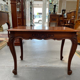 French Oak Occasional Table With Carved Cabriole Legs