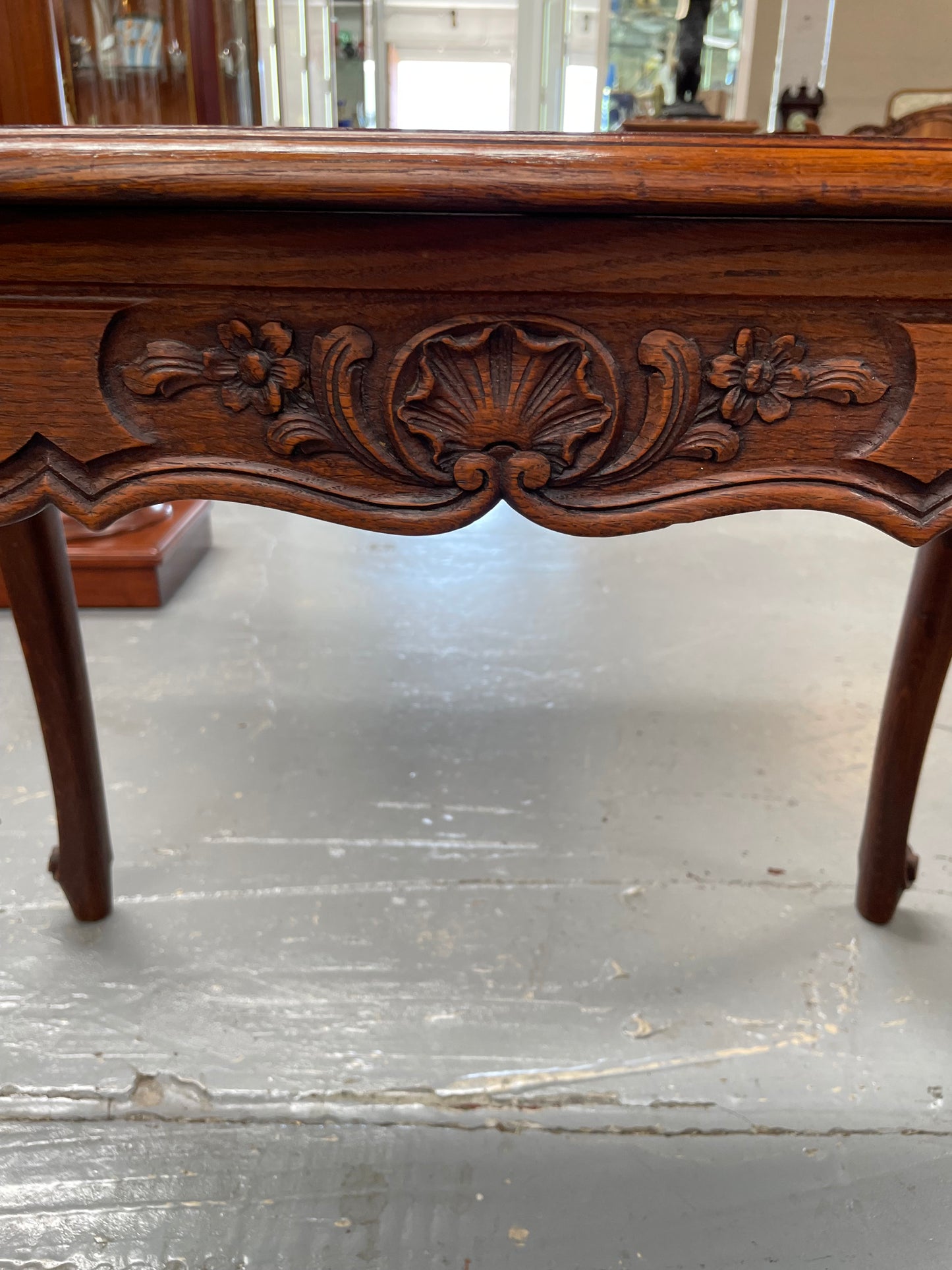 French Oak Occasional Table With Carved Cabriole Legs