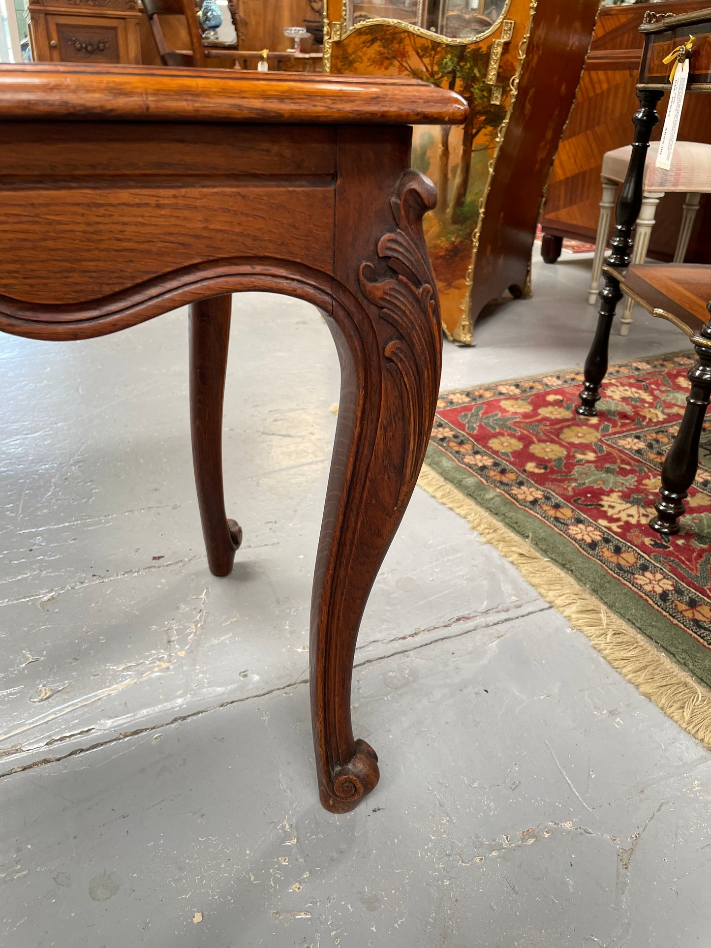 French Oak Occasional Table With Carved Cabriole Legs