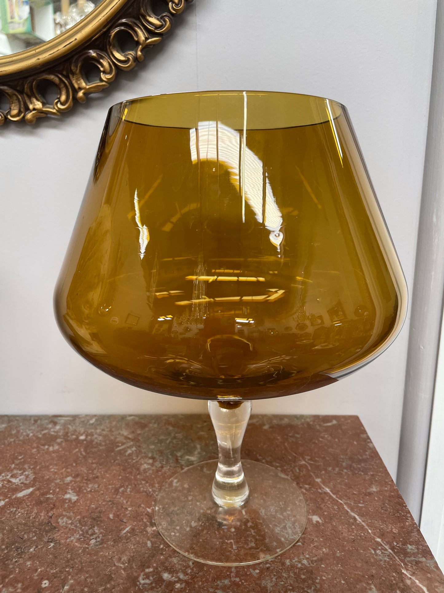 Mid Century Italian Empoli Amber Glass Vass