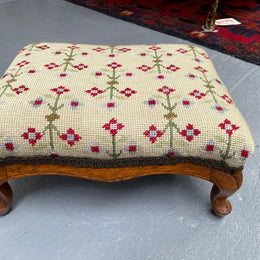 Low Victorian Tapestry Covered Stool