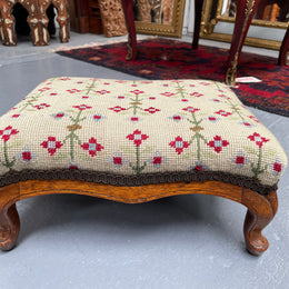 Low Victorian Tapestry Covered Stool