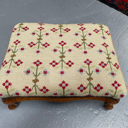 Low Victorian Tapestry Covered Stool