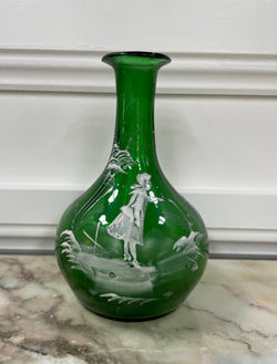 Victorian Mary Gregory Green Vase | Antique & Vintage | Moonee Ponds Antiques | Australia Wide Delivery