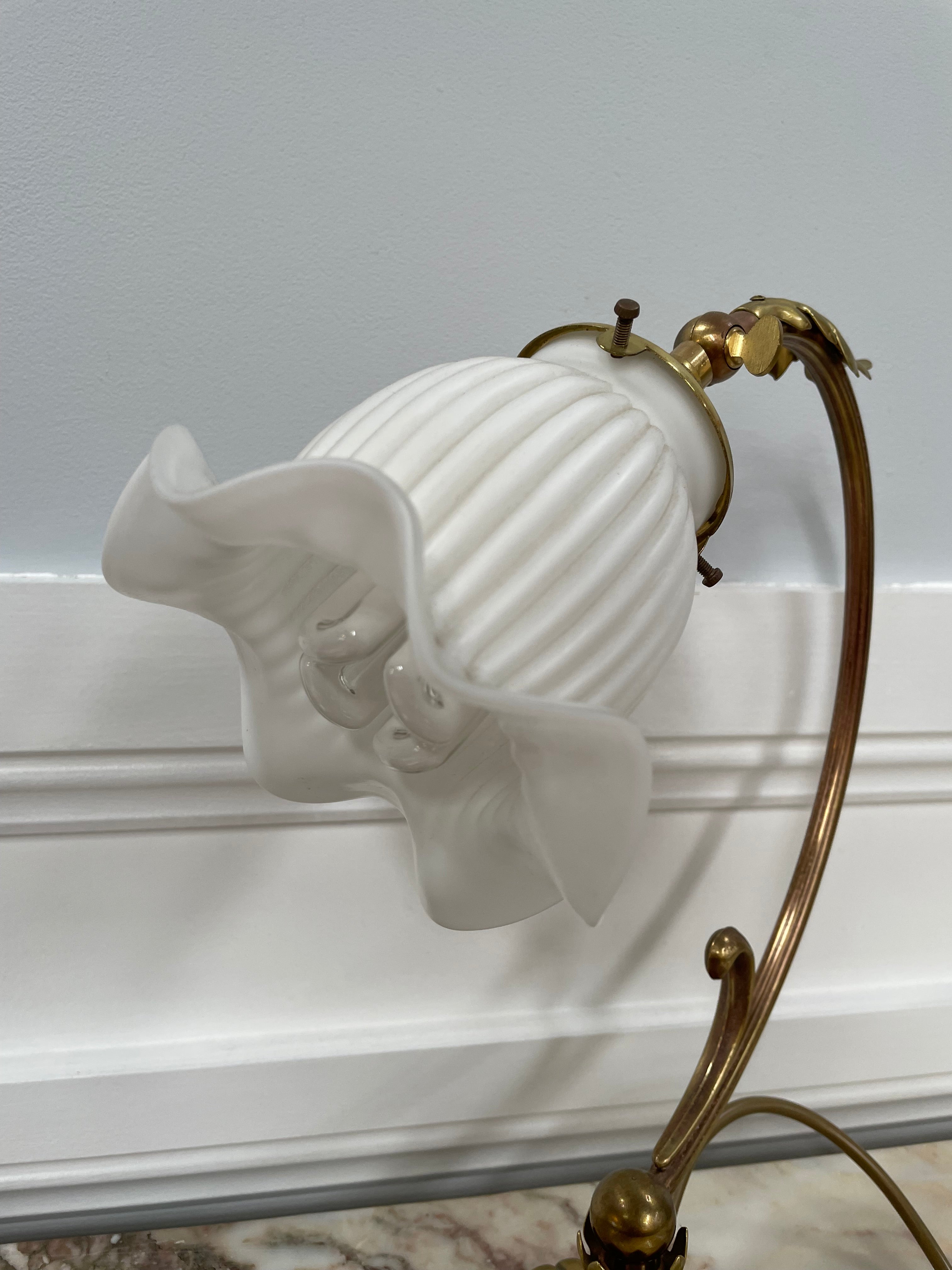 Vintage Brass & Milk Glass Shade Table/Desk Lamp | Antique & Vintage | Moonee Ponds Antiques | Australia Wide Delivery