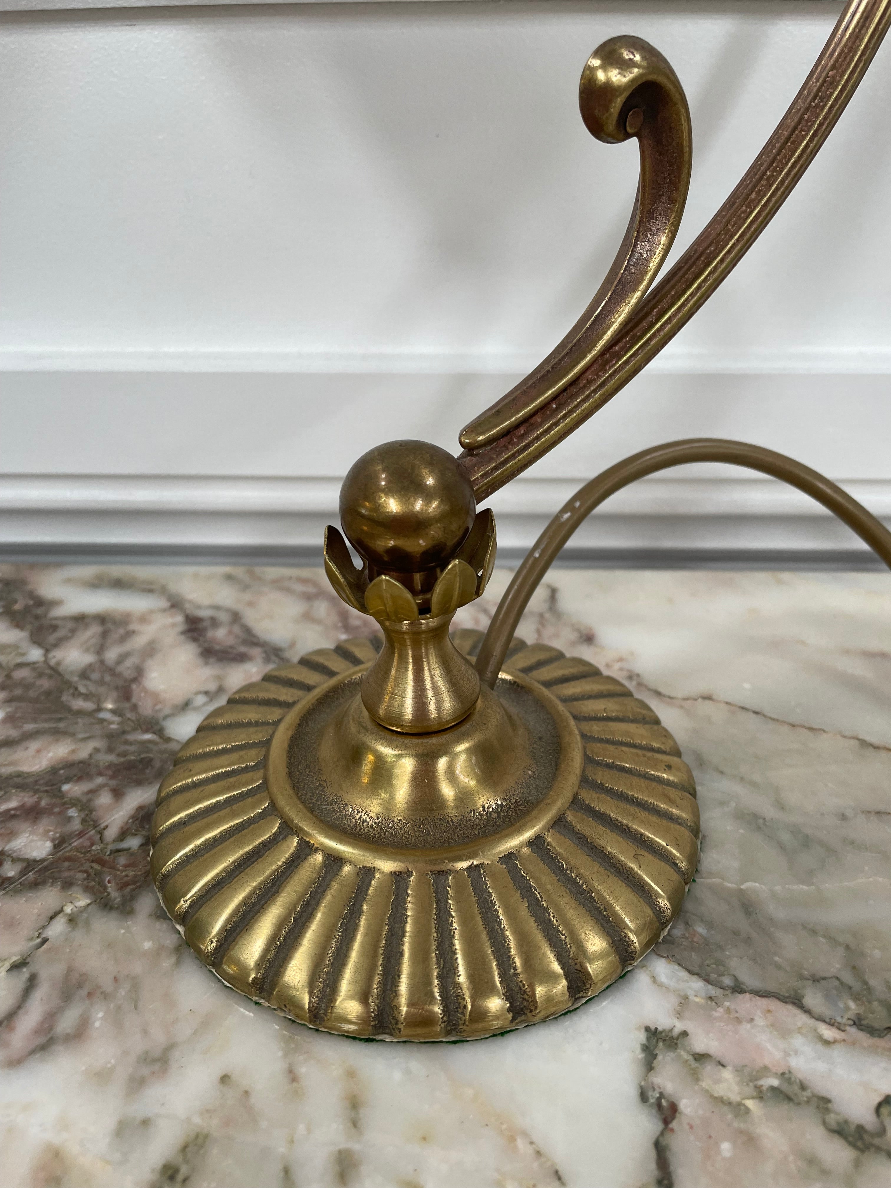 Vintage brass lamp with online milk glass shade