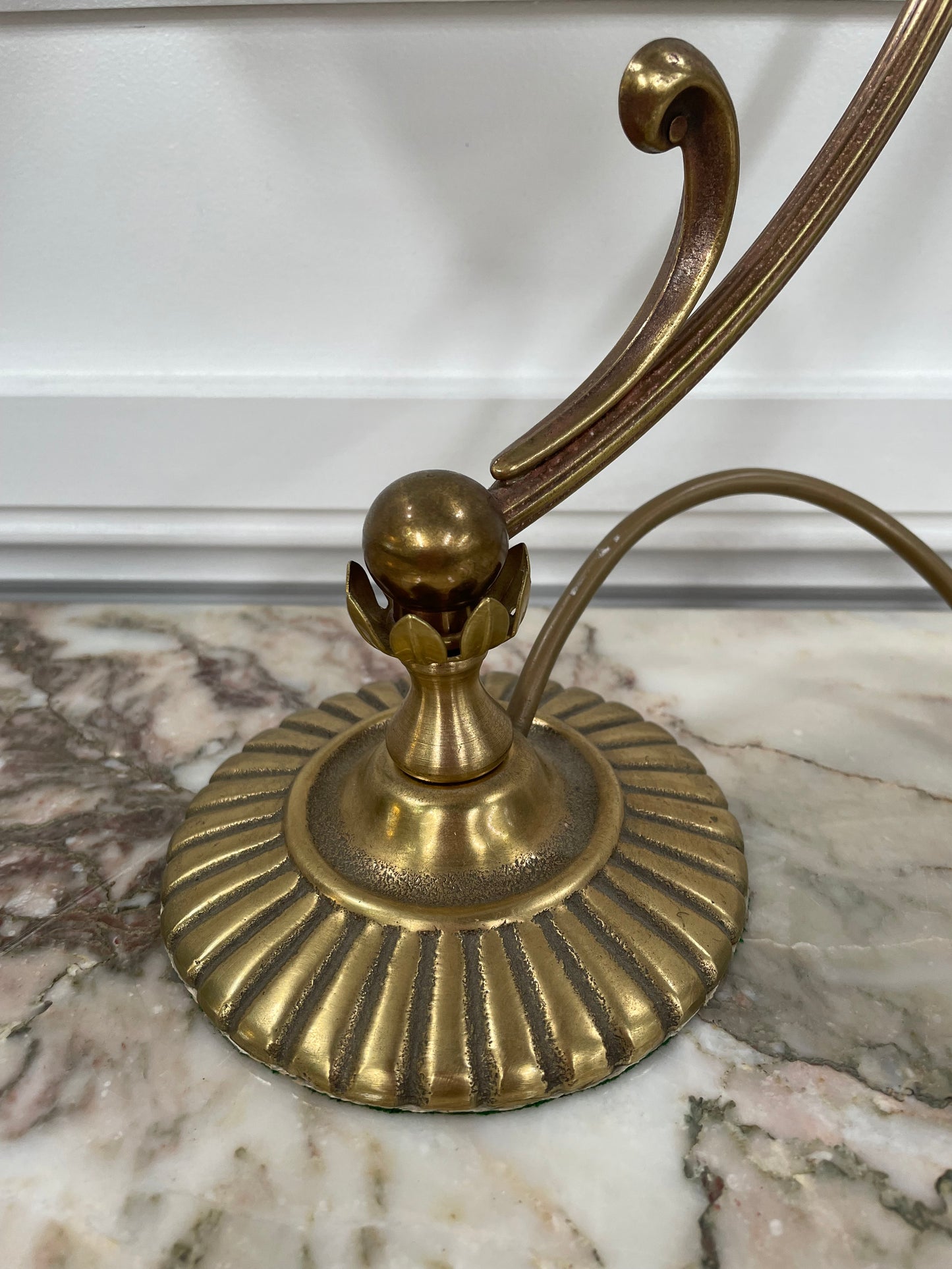 Vintage Brass & Milk Glass Shade Table/Desk Lamp