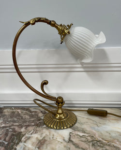 Vintage Brass & Milk Glass Shade Table/Desk Lamp | Antique & Vintage | Moonee Ponds Antiques | Australia Wide Delivery