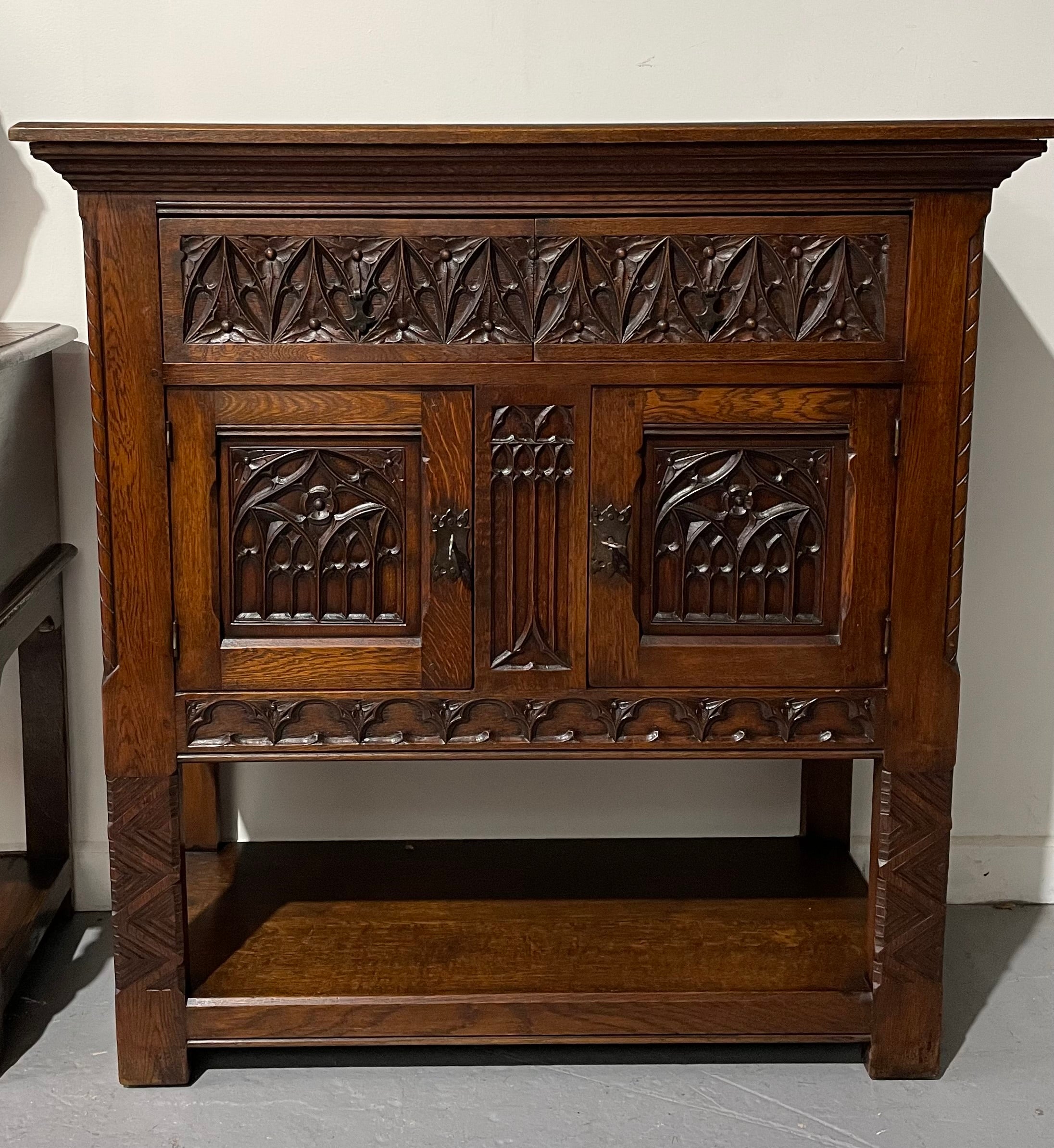 French Oak Gothic Style Buffet | Antique & Vintage | Moonee Ponds Antiques | Australia Wide Delivery